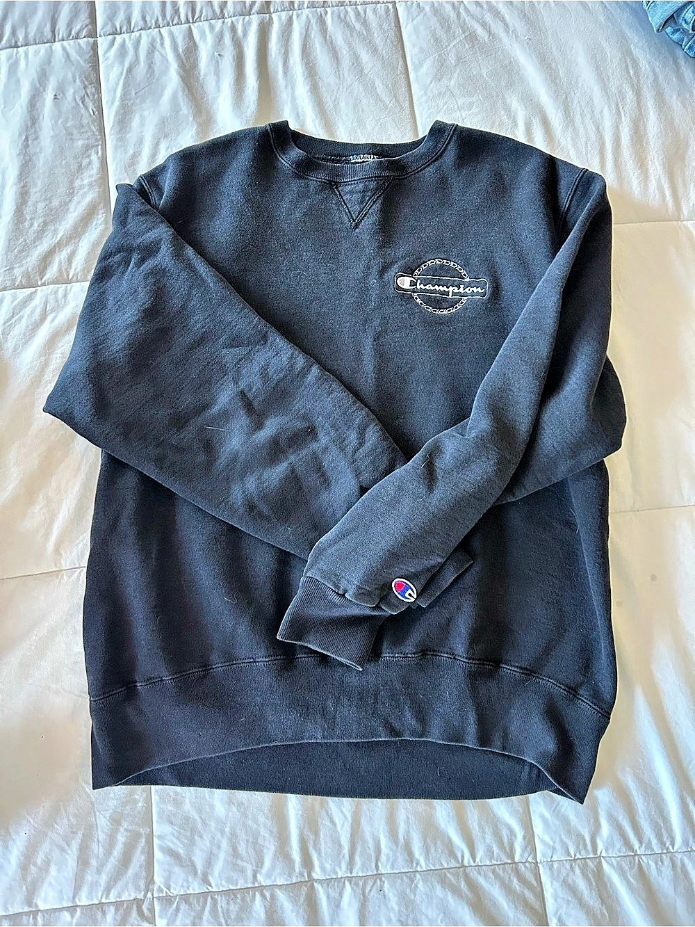 Champion Embroidered Black Crewneck Sweatshirt
